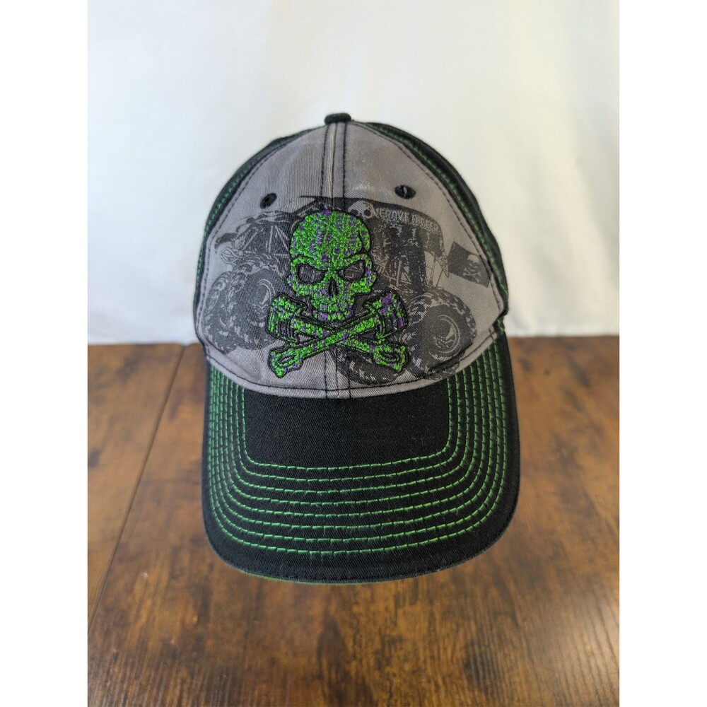 Grave Digger Baseball Cap Black Gray One Size Strapback Hat Monster Truck Skull
